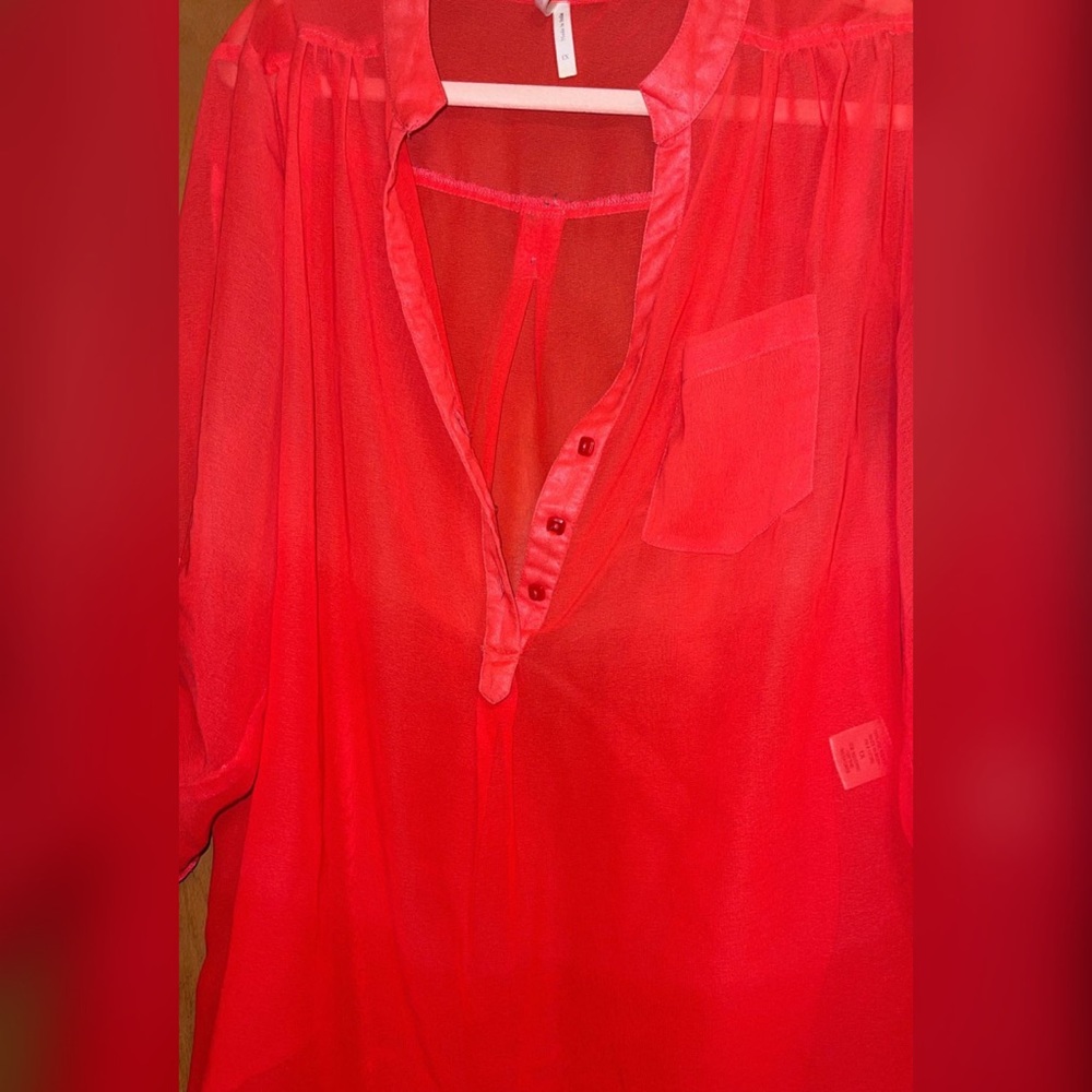 Coral sheer blouse